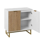 2-Door Buffet Sideboard Cabinet, White Wood Storage Cabinet with Adjustable Shelf for Living Room, Kitchen, Bedroom