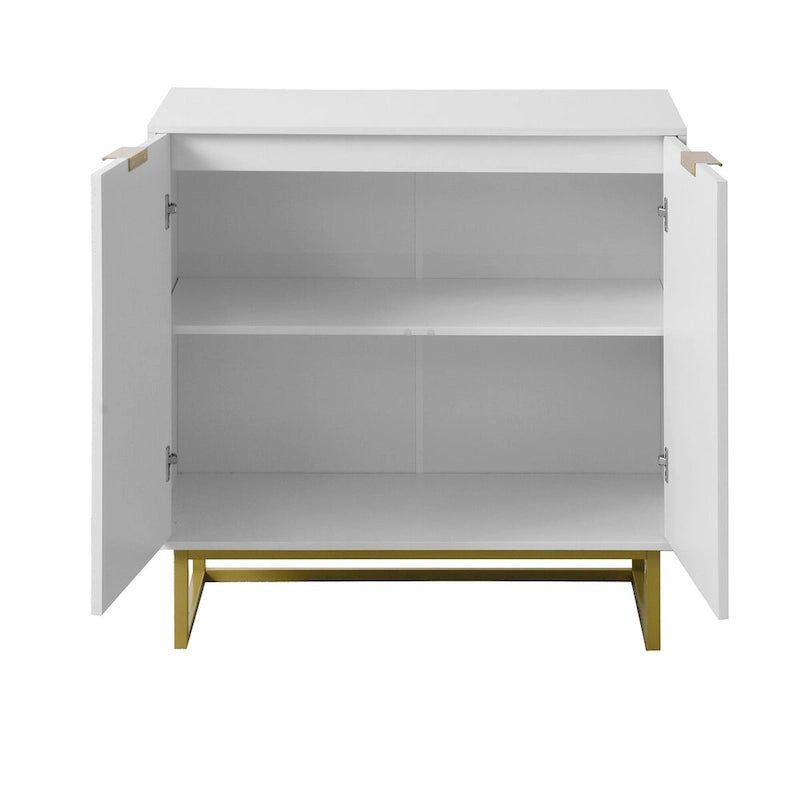2-Door Buffet Sideboard Cabinet, White Wood Storage Cabinet with Adjustable Shelf for Living Room, Kitchen, Bedroom