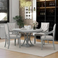 Ensemble de salle à manger rétro 5 pièces Table ronde extensible et 4 chaises pour cuisine et salle à manger