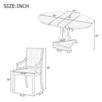 Ensemble de salle à manger rétro 5 pièces Table ronde extensible et 4 chaises pour cuisine et salle à manger