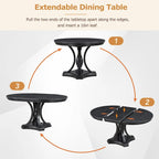 Ensemble de salle à manger rétro 5 pièces Table ronde extensible et 4 chaises pour cuisine et salle à manger