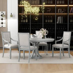 Ensemble de salle à manger rétro 5 pièces Table ronde extensible et 4 chaises pour cuisine et salle à manger
