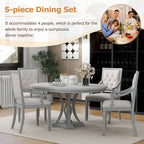 Ensemble de salle à manger rétro 5 pièces Table ronde extensible et 4 chaises pour cuisine et salle à manger