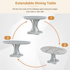 Ensemble de salle à manger rétro 5 pièces Table ronde extensible et 4 chaises pour cuisine et salle à manger