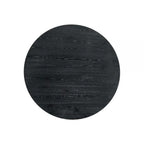 Table à manger Fin de 59 pouces, surface ronde, pied central, bois d'hévéa, noir