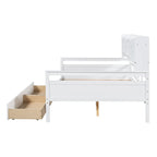 Full Size Wood Daybed with Bedside Shelf and Two Drawers