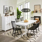Capeside Cottage White and Black 6 Piece Rectangular Table Set