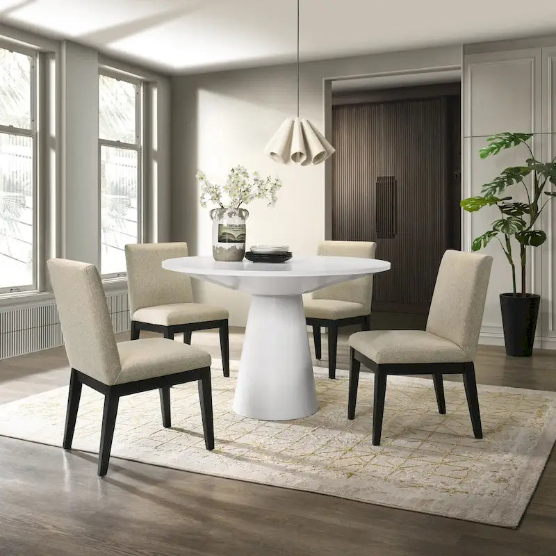 Ensemble de salle à manger à pied central Roundhill Rocco 5 pièces 48", table ronde à pied central avec 4 chaises
