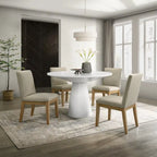 Roundhill Rocco 5-Piece 48 Pedestal Dining Set, Round Pedestal Table with 4 Chairs