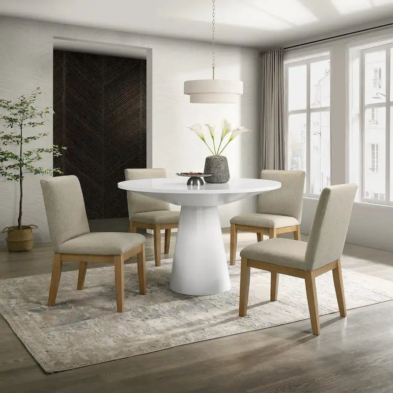 Ensemble de salle à manger à pied central Roundhill Rocco 5 pièces 48", table ronde à pied central avec 4 chaises