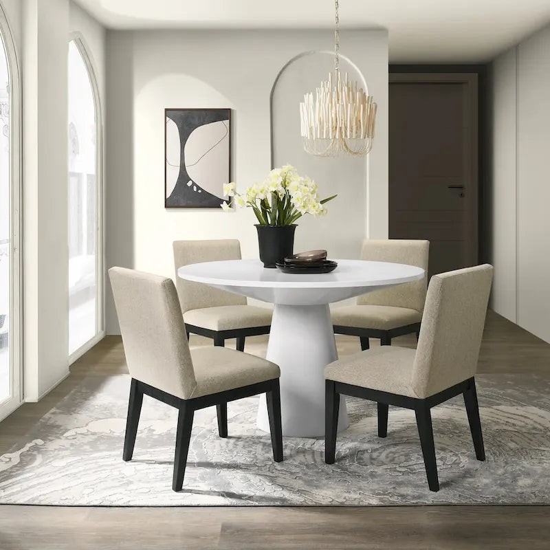 Ensemble de salle à manger à pied central Roundhill Rocco 5 pièces 48", table ronde à pied central avec 4 chaises