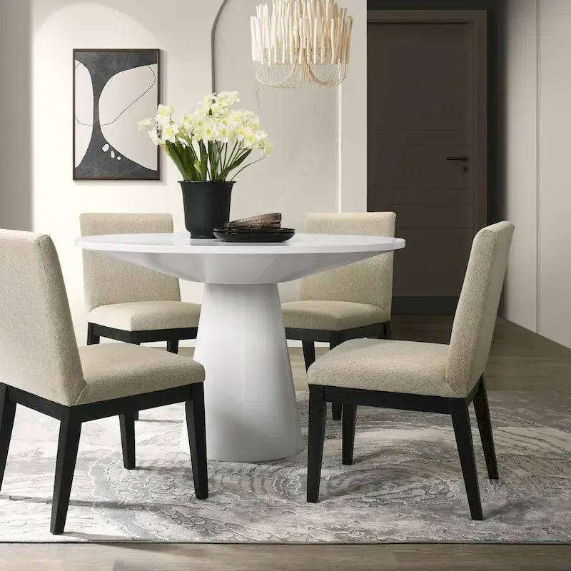 Ensemble de salle à manger à pied central Roundhill Rocco 5 pièces 48", table ronde à pied central avec 4 chaises