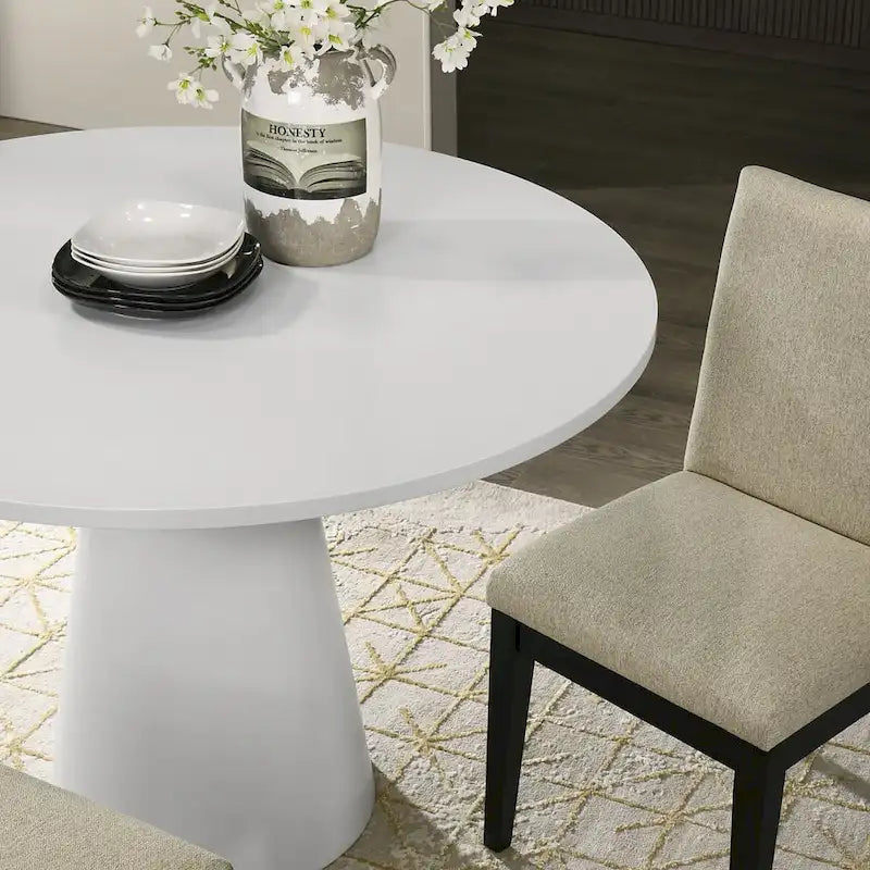 Ensemble de salle à manger à pied central Roundhill Rocco 5 pièces 48", table ronde à pied central avec 4 chaises
