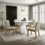 Roundhill Rocco 5-Piece 48 Pedestal Dining Set, Round Pedestal Table with 4 Chairs