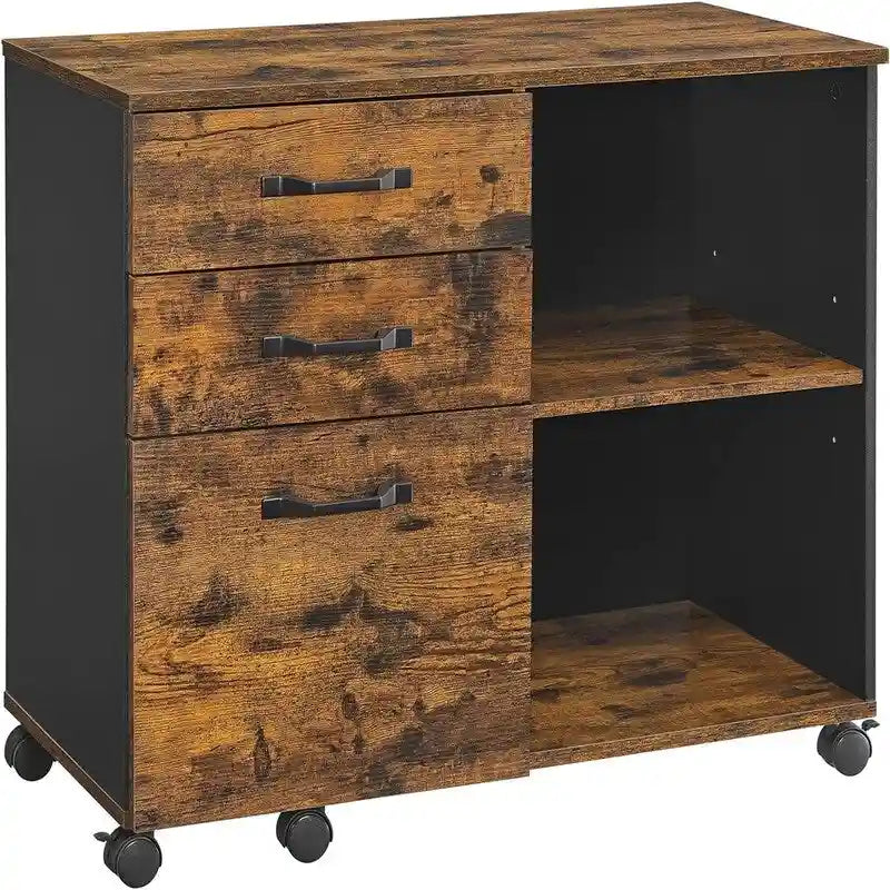 3 Drawers and Open Storage Shelves - 15.7D x 31.5W x 26H