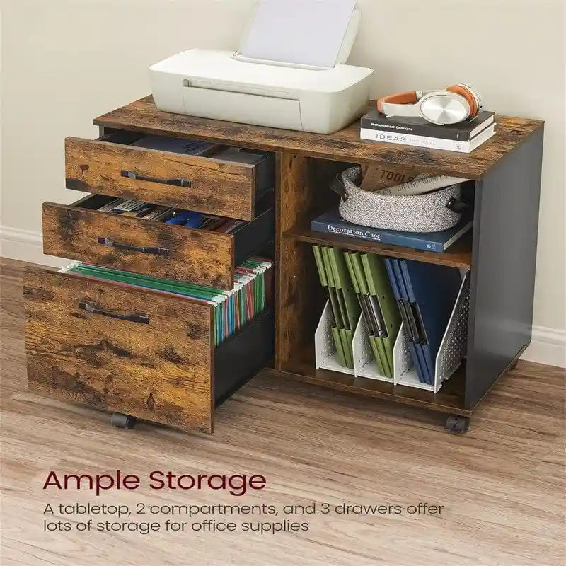 3 Drawers and Open Storage Shelves - 15.7D x 31.5W x 26H