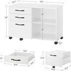 3 Drawers and Open Storage Shelves - 15.7D x 31.5W x 26H