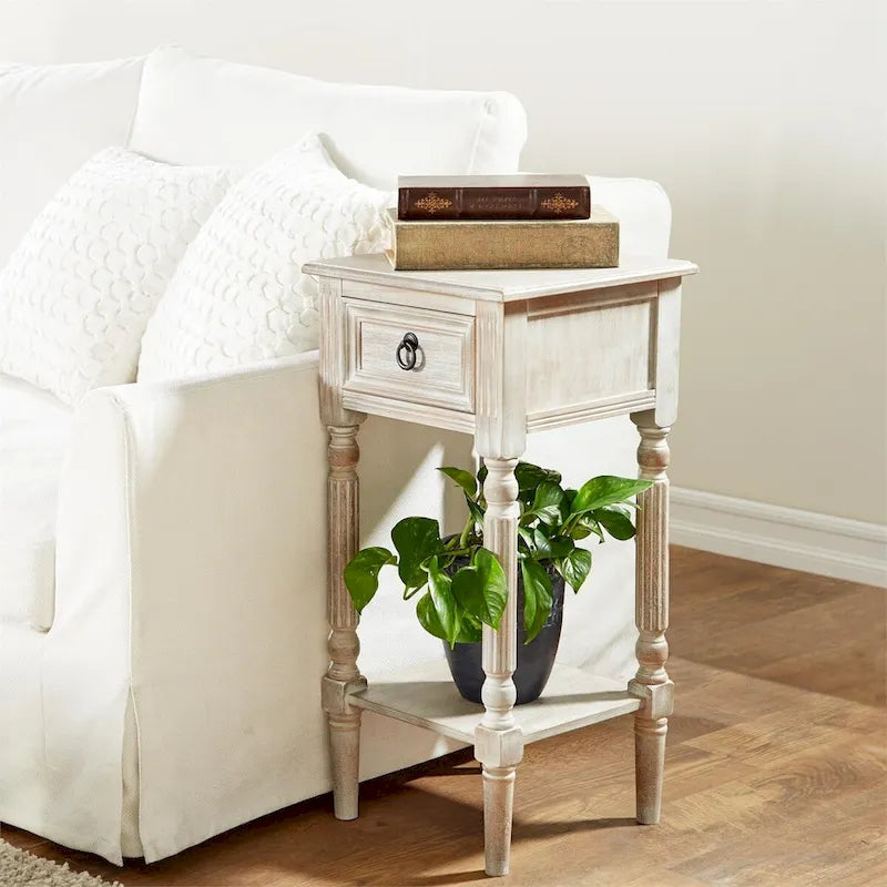 Table d'appoint rustique en bois massif style ferme moderne
