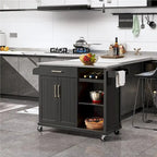 Yaheetech Rolling Kitchen Island Cart with Stainless Steel Top