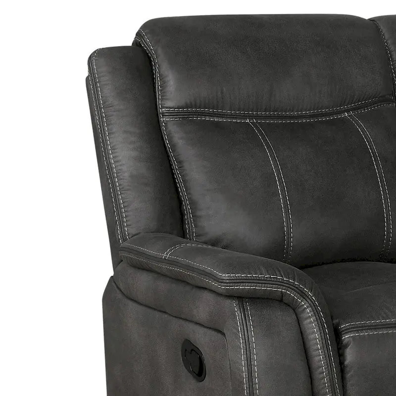 Causeuse inclinable manuelle Tom 74 pouces, mousse gel, similicuir noir