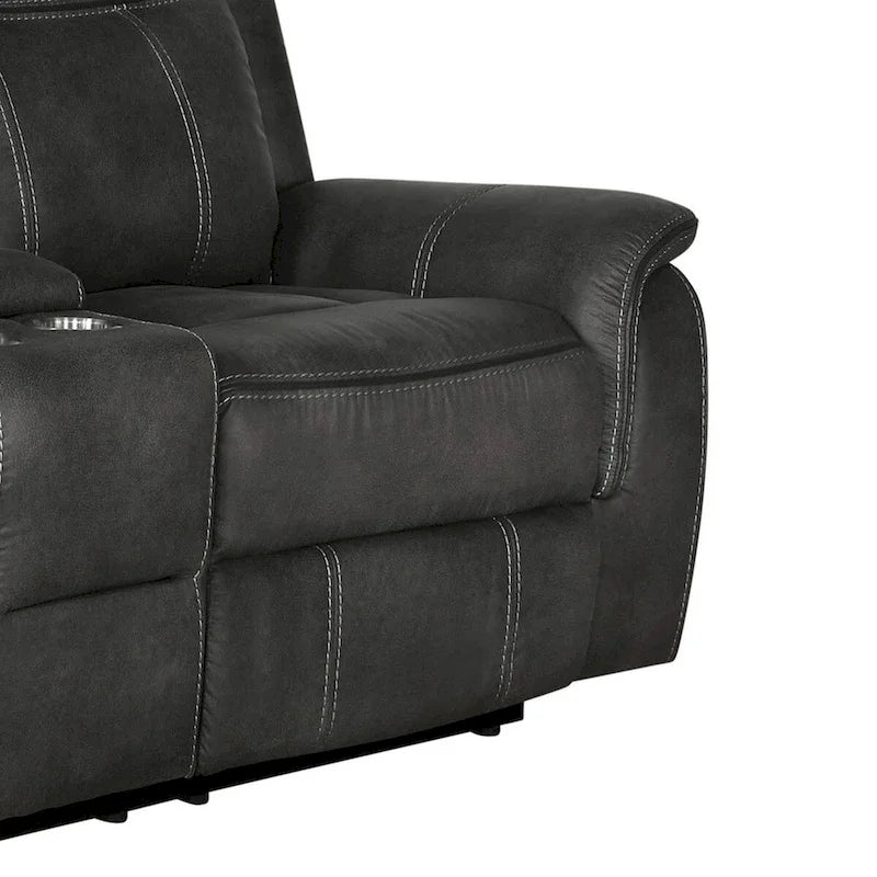 Causeuse inclinable manuelle Tom 74 pouces, mousse gel, similicuir noir