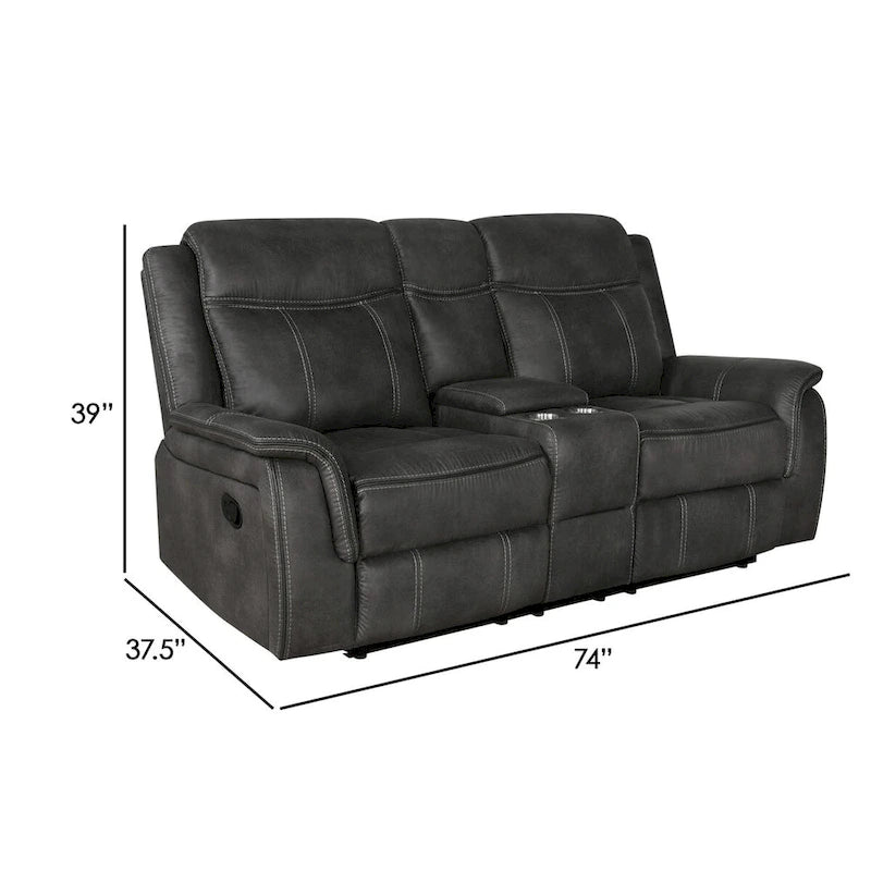 Causeuse inclinable manuelle Tom 74 pouces, mousse gel, similicuir noir