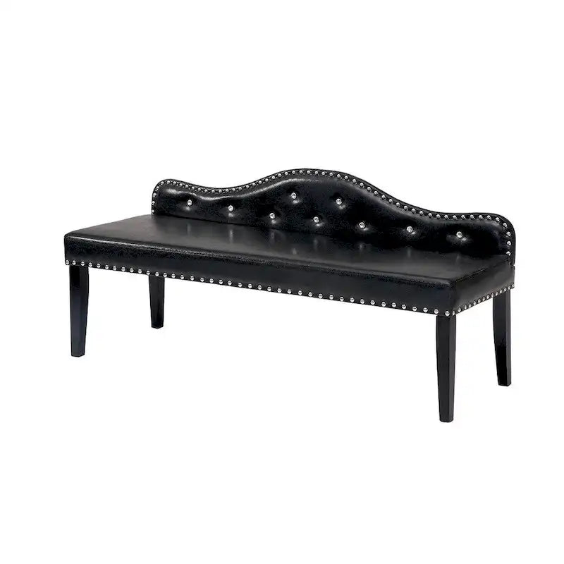 Furniture of America Kopt Modern Black Leatherette Tufted Accent Bench