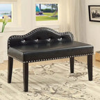 Furniture of America Kopt Modern Black Leatherette Tufted Accent Bench
