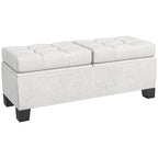 Banc de rangement ottoman, banc de bout de lit rembourré avec cadre en acier, banc de rangement capitonné avec charnières de sécurité