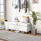 Banc de rangement ottoman, banc de bout de lit rembourré avec cadre en acier, banc de rangement capitonné avec charnières de sécurité