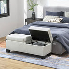 Banc de rangement ottoman, banc de bout de lit rembourré avec cadre en acier, banc de rangement capitonné avec charnières de sécurité