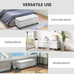 Banc de rangement ottoman, banc de bout de lit rembourré avec cadre en acier, banc de rangement capitonné avec charnières de sécurité