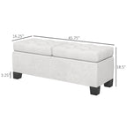 Banc de rangement ottoman, banc de bout de lit rembourré avec cadre en acier, banc de rangement capitonné avec charnières de sécurité