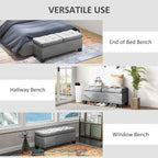 Banc de rangement ottoman, banc de bout de lit rembourré avec cadre en acier, banc de rangement capitonné avec charnières de sécurité