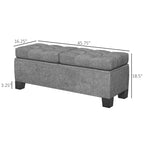 Banc de rangement ottoman, banc de bout de lit rembourré avec cadre en acier, banc de rangement capitonné avec charnières de sécurité