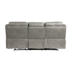 Max 80 Inch Dual Manual Recliner Sofa, Cupholders, USB, Gray Faux Leather