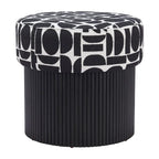 Pouf de rangement Boto noir et blanc