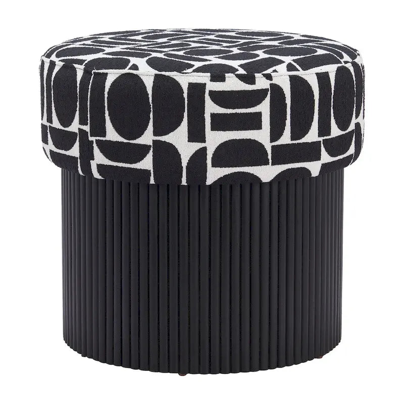 Pouf de rangement Boto noir et blanc