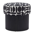 Pouf de rangement Boto noir et blanc