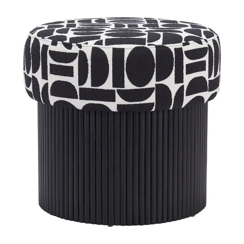 Pouf de rangement Boto noir et blanc