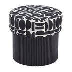 Pouf de rangement Boto noir et blanc