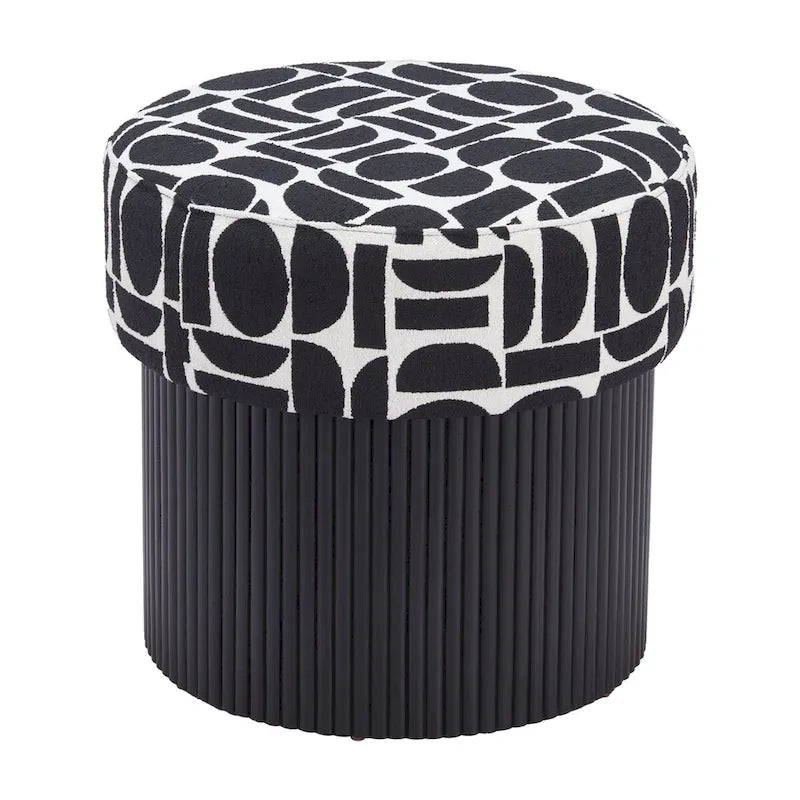 Pouf de rangement Boto noir et blanc