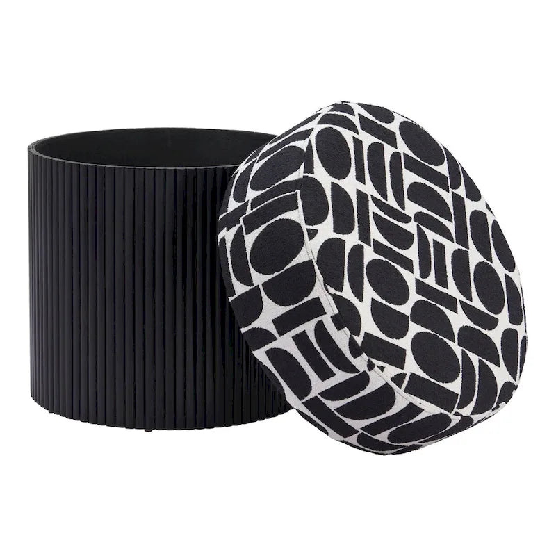 Pouf de rangement Boto noir et blanc
