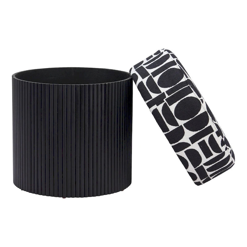 Pouf de rangement Boto noir et blanc