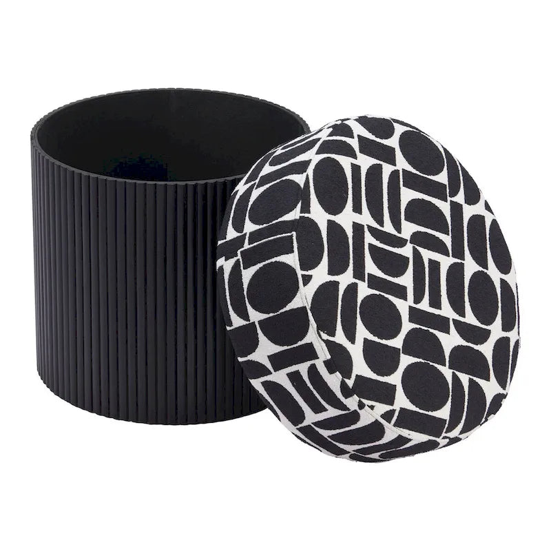 Pouf de rangement Boto noir et blanc
