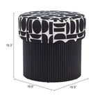 Pouf de rangement Boto noir et blanc
