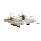 Table basse carrée moderne 42 en faux marbrePlateau en pierre frittée brillante