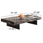Table basse carrée moderne 42 en faux marbrePlateau en pierre frittée brillante
