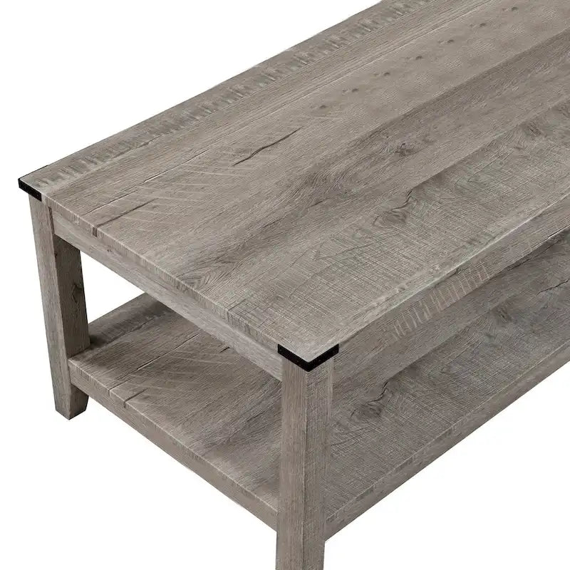 Ensemble de 3 tables basses et d'appoint Hilton, bois, étagère de rangement, finition beige