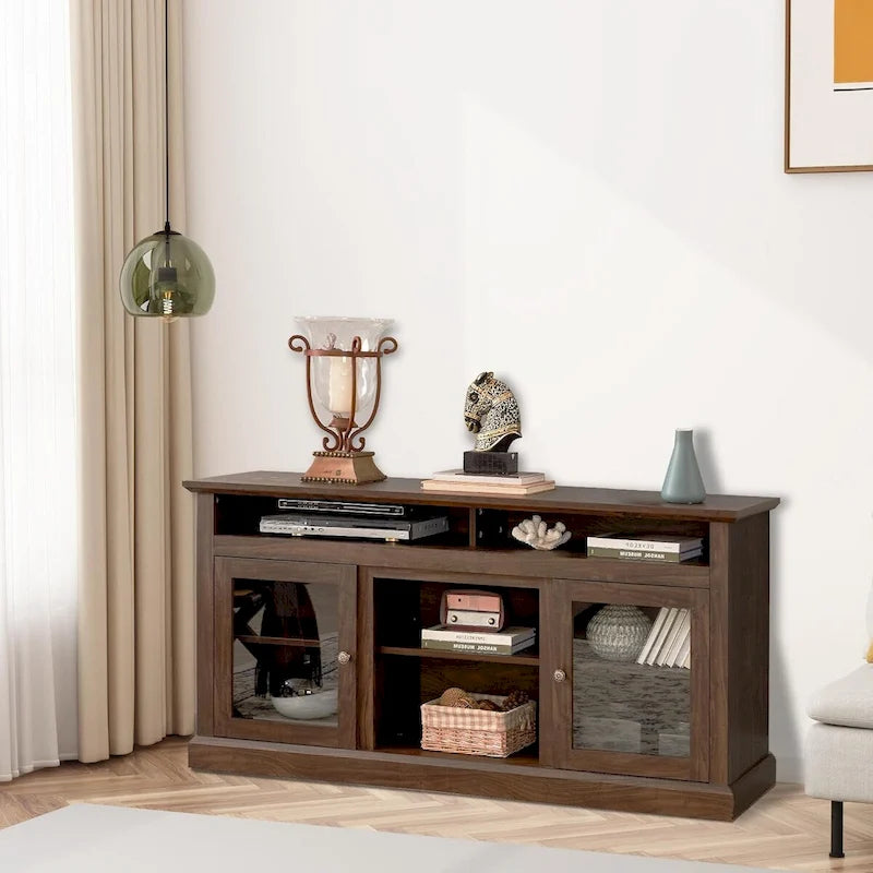 Meuble TV contemporain Roomfitters, console multimédia moderne, pour téléviseurs jusqu'à 65 pouces, espace de rangement ouvert et fermé